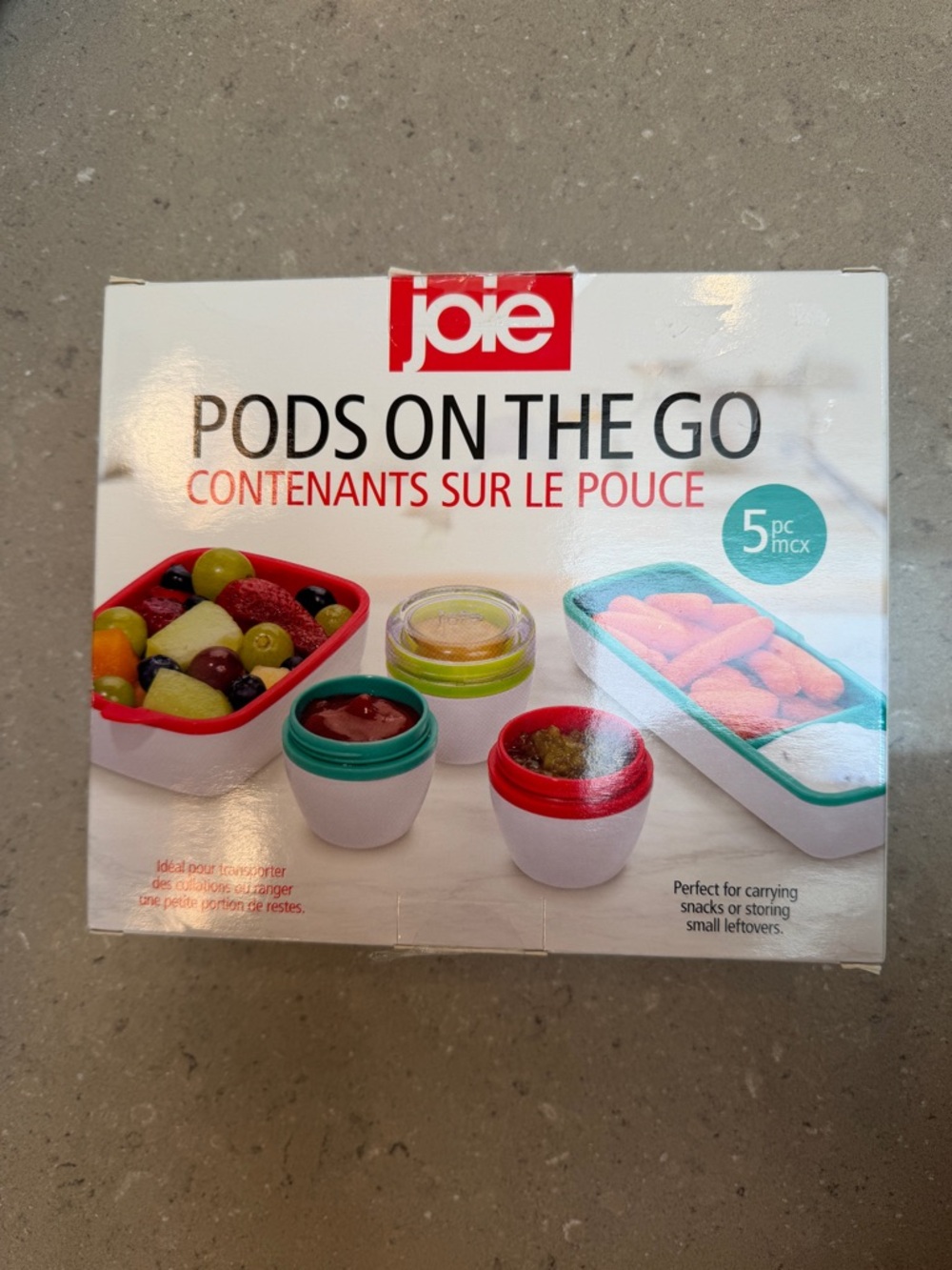 NWT 5 Piece Snack/Travel/Lunch Set in bright fun colors by Joie BPA free plastic